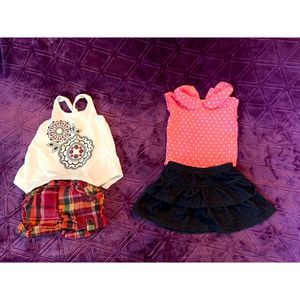 LOT of FOUR 12 month girls - one top, one bodysuit, one skort, one shorts